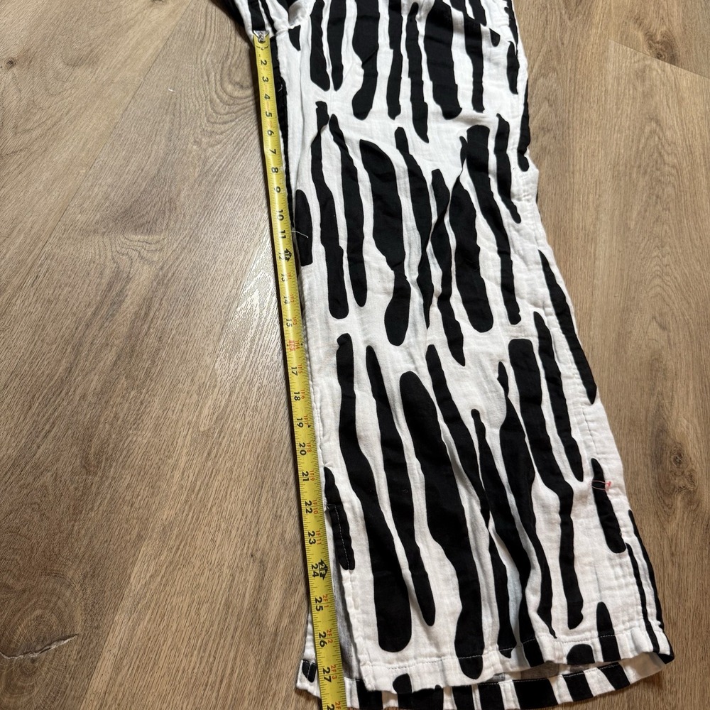 ASOS design Black White Wide Leg High pull-on pants 100% Cotton Size US‎ 10 Slit - Picture 8 of 9